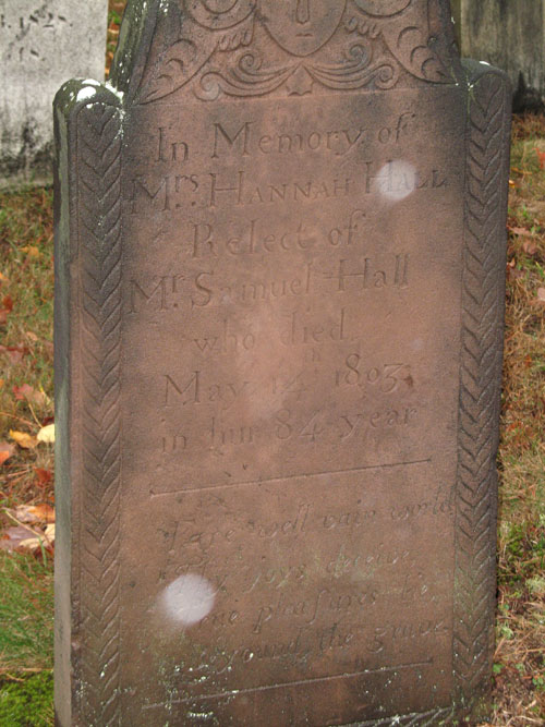 Gravestone of Hannah Hall